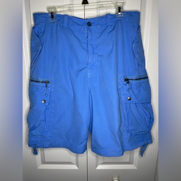 Polo Ralph Lauren Size Large 35” 100% Cotton Blue Cargo Shorts 9.5” Inseam Baggy - Picture 1 of 10